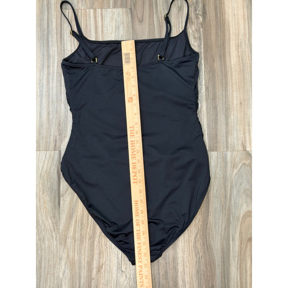 La Blanca Island Goddess One Piece Swimsuit Black Square Neck 14 Classy Slimming - Picture 8 of 13